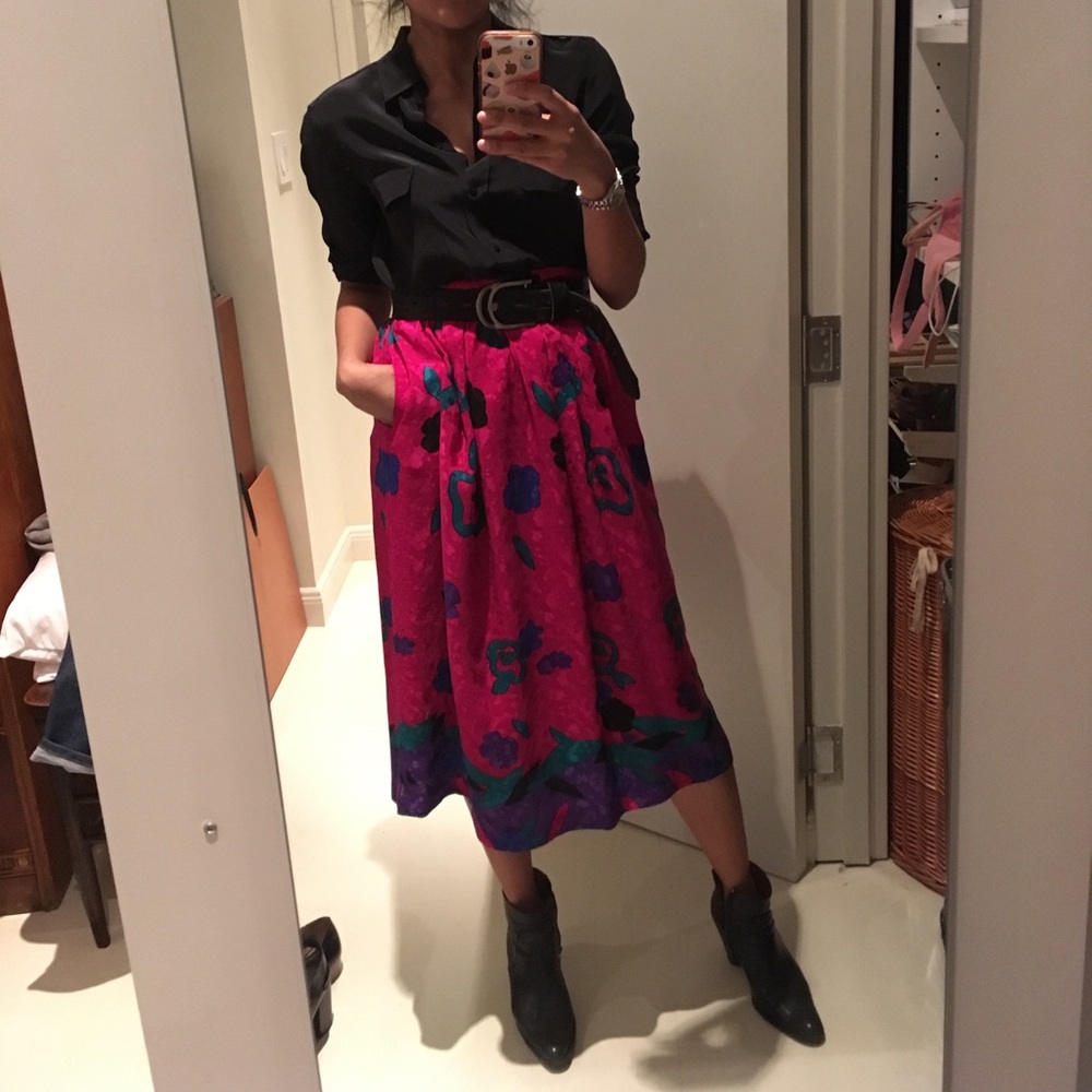 Vintage multicolored silk skirt - 1 of a kind!